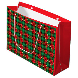 Poinsettias und Karierte große Geschenktasche Geschenktüte