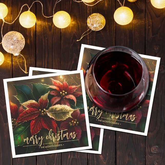 Poinsettias Weihnachtsfeiertag Serviette (Von Creator hochgeladen)