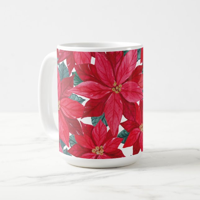 Poinsettias Winter Shelter Kaffeetasse (Vorderseite Links)