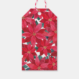 Poinsettias Winter Shelter Round Pouf Geschenkanhänger