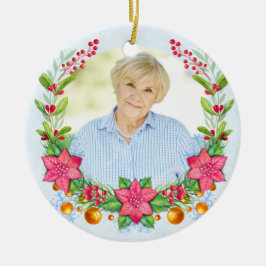 Poinsettiawreath-Foto-Denkmal-Weihnachten Keramik Ornament