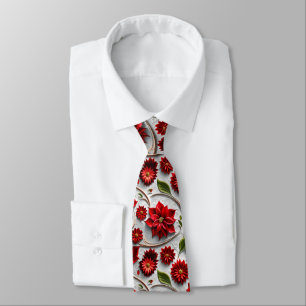 Poinsettie und Blätter Krawatte