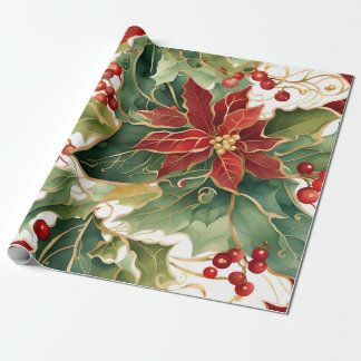 Poinsettien und holzverpacktes Papier Geschenkpapier