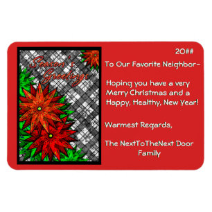 Poinsettien und Kariert (Personalisiert) Magnet