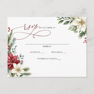 Poinsettien Zapfen Botanische Weihnachtshochzeit Postkarte