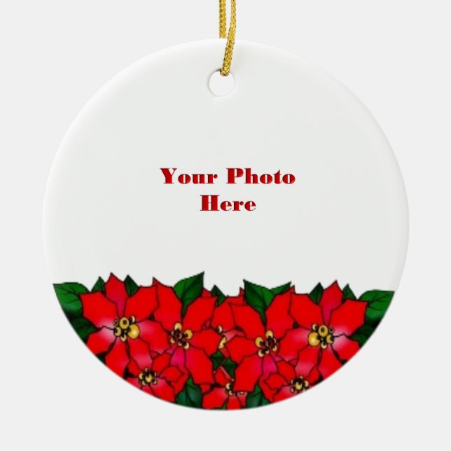 Poinsiettias Foto Frame Keramikornament (Vorne)