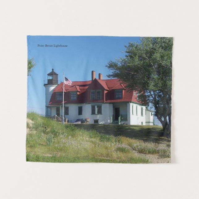Point Betsie Lighthouse Tapestry Wandteppich (Vorderseite (Horizontal))