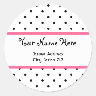 Point de polka et autocollant rose d'adresse