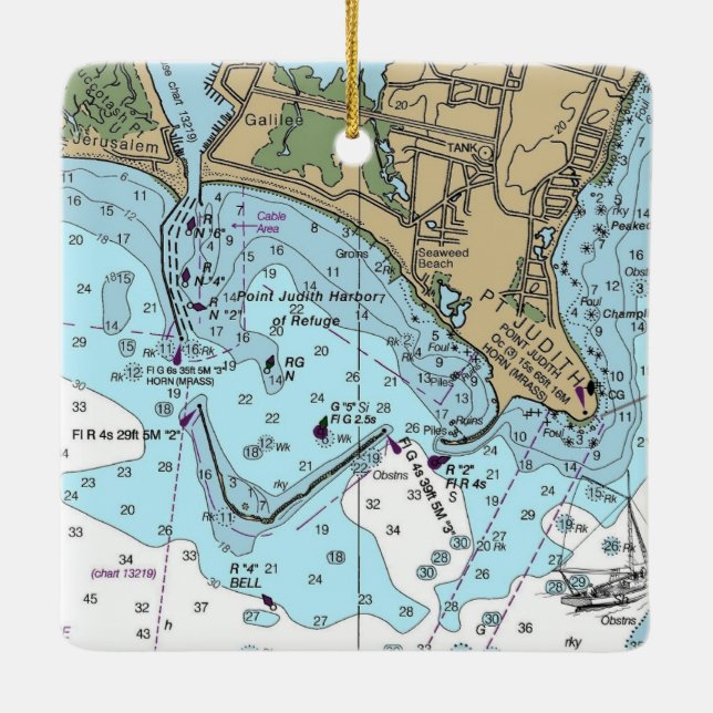 Point Judith Rhode Island Chart Keramikornament (Rückseite)