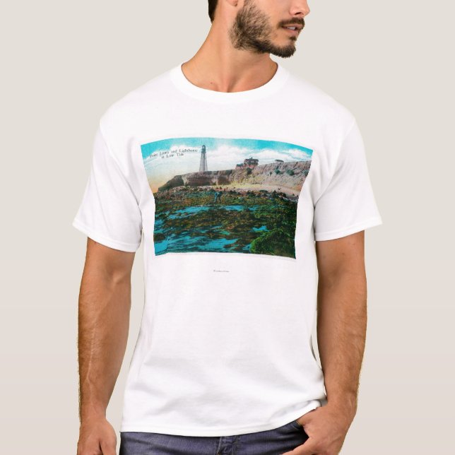 Point Loma und Leuchtturm bei Ebbe T-Shirt (Vorderseite)