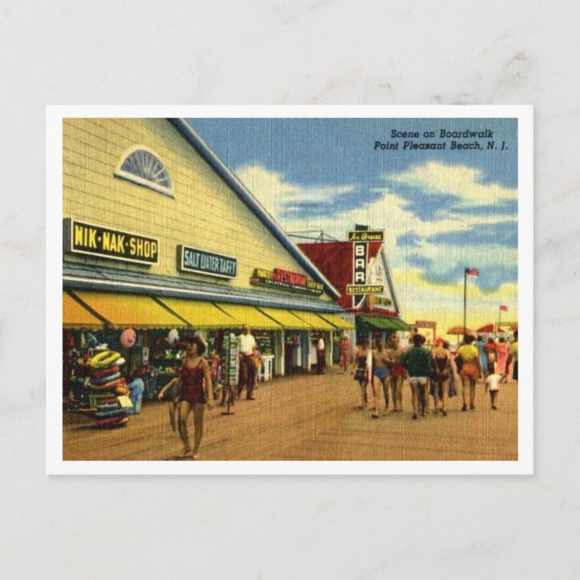Point Pleasant Beach Boardwalk der 40er Jahre Postkarte (Vorderseite)