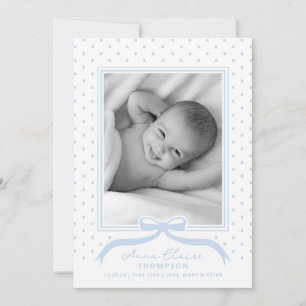 Point Polka de faire-part de naissance Bow