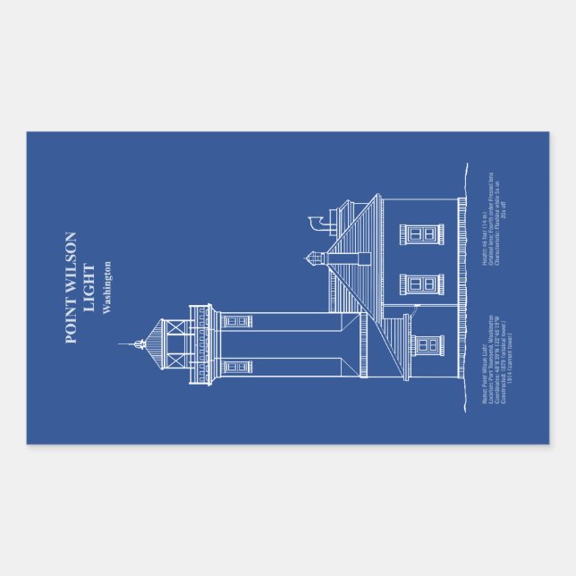 Point Wilson Lighthouse - Washington - AD Rechteckiger Aufkleber (Vorderseite)