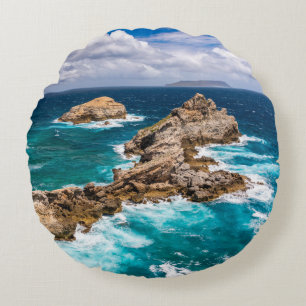 Pointe des Chateaux, Grande-Terre, Guadeloupe #2 R Rundes Kissen