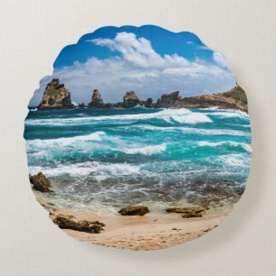 Pointe des Chateaux, Grande Terre, Guadeloupe Roun Rundes Kissen