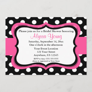 Pointe noire rose Polka ou Invitation Baby shower