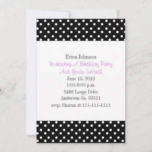 Pointe Polka noir et blanc Imprimer Invitation