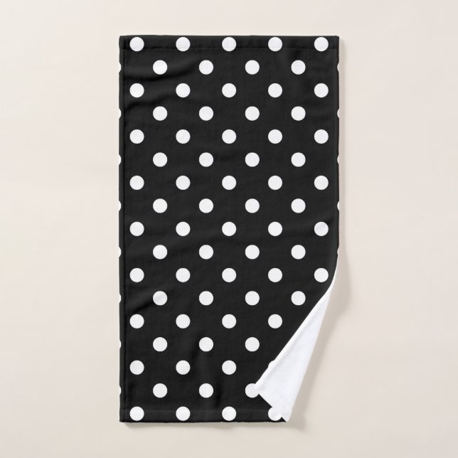 Pointe Polka noir et blanc Motif Abstrait moderne (Serviette à main)