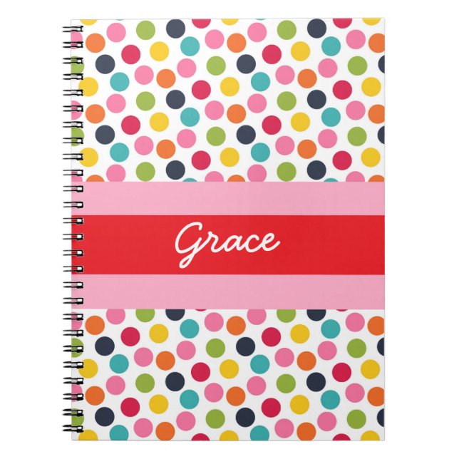Pointe Polka rouge et rose - Livre de notes person (Devant)