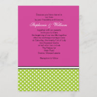 Pointe Polka verte et Faire-part de mariage rose
