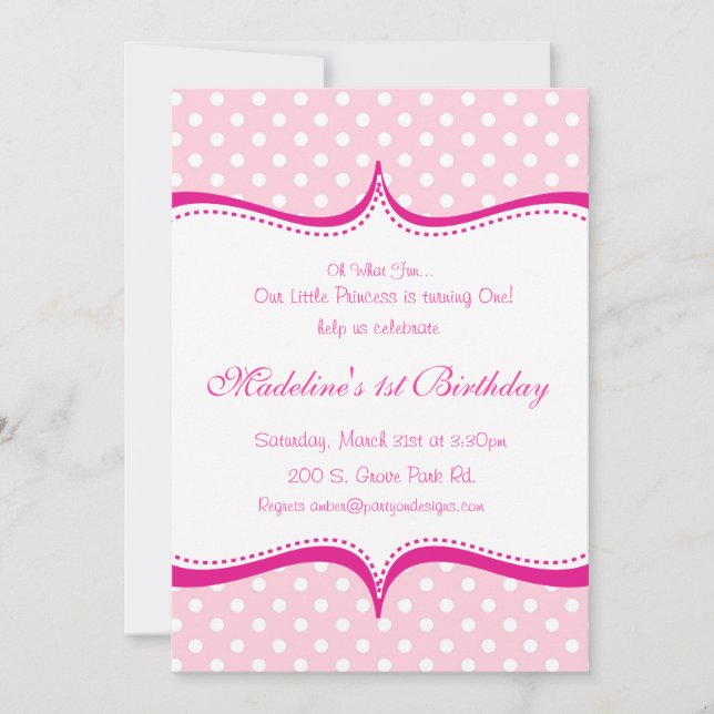Pointe rose-Chaud rose moderne Invitation Princess (Devant)
