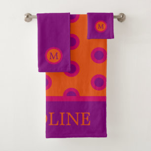 Pointe rose et violet sur un monogramme orange