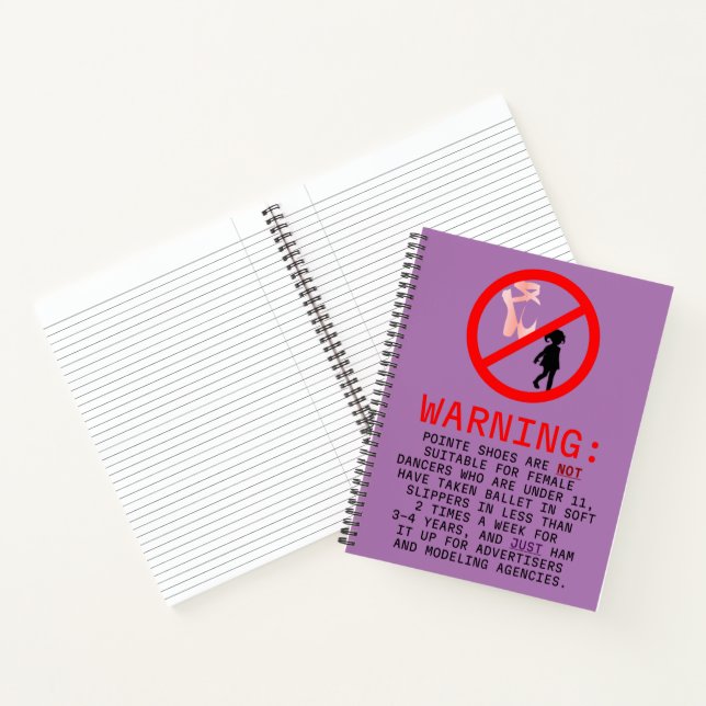 Pointe Shoes Warning Lavender Personalisiert Notizbuch (Innenseite)
