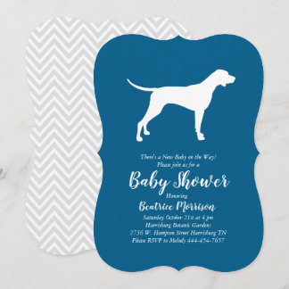 Pointer Dog Baby Shower Boy Blue Einladung