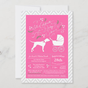 Pointer Dog Baby Shower Girl Pink Einladung