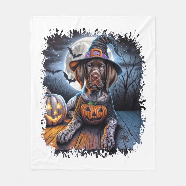 Pointer Dog Halloween Square Fleecedecke (Vorderseite)