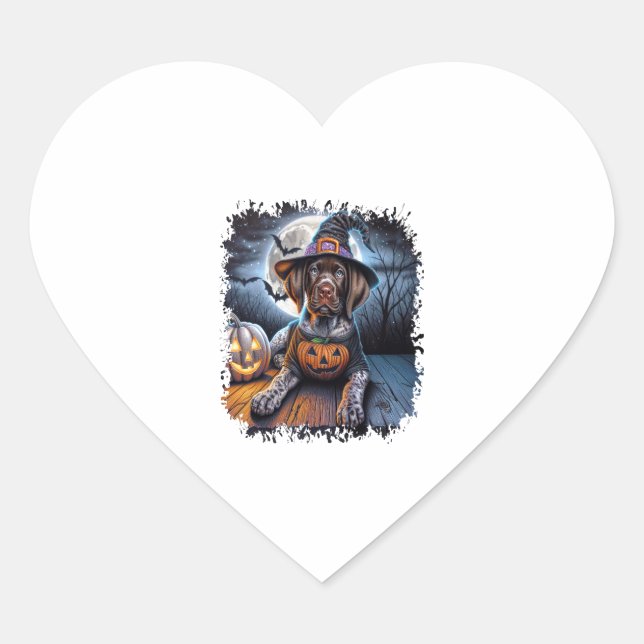 Pointer Dog Halloween Square Herz-Aufkleber (Vorderseite)