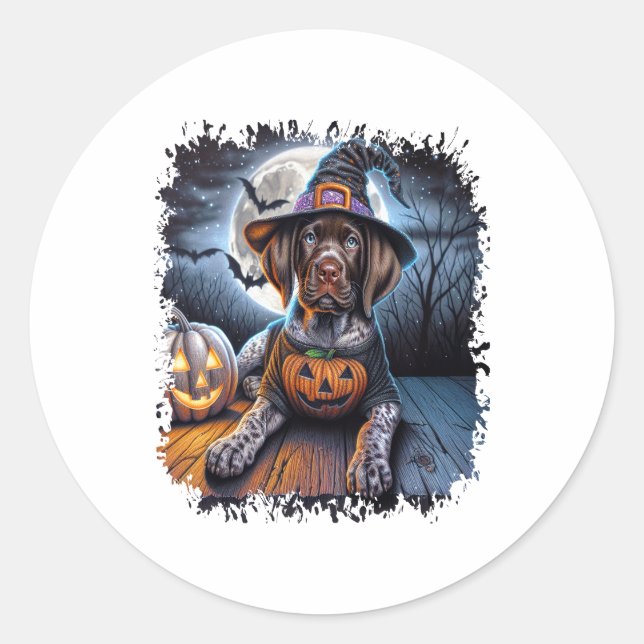 Pointer Dog Halloween Square Runder Aufkleber (Vorderseite)