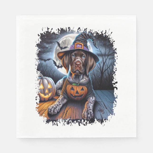 Pointer Dog Halloween Square Serviette (Vorderseite)