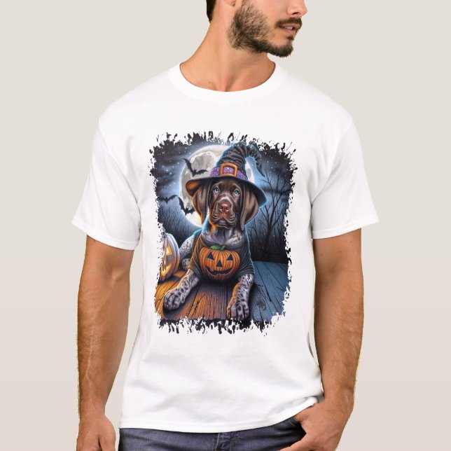 Pointer Dog Halloween Square T-Shirt (Vorderseite)
