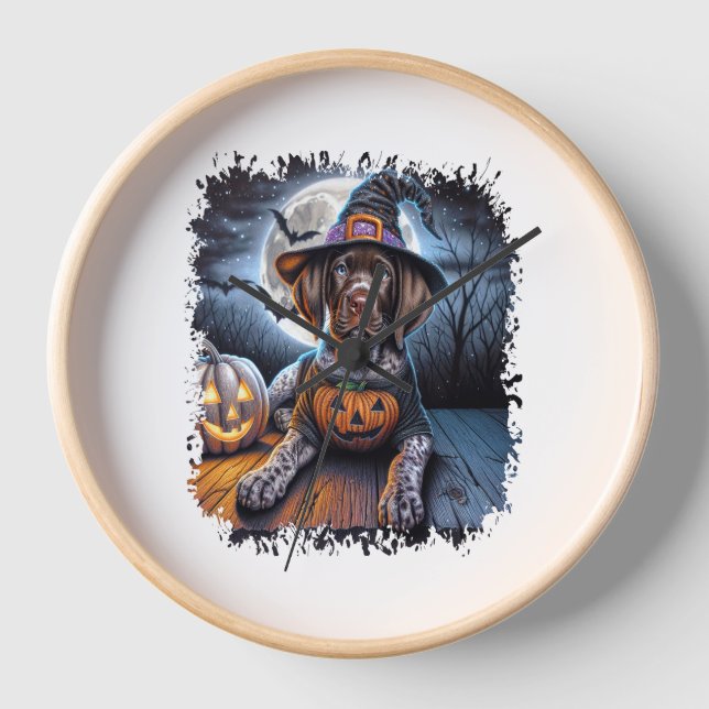 Pointer Dog Halloween Square Uhr (Vorderseite)