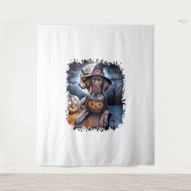 Pointer Dog Halloween Square Wandteppich (Vorderseite)