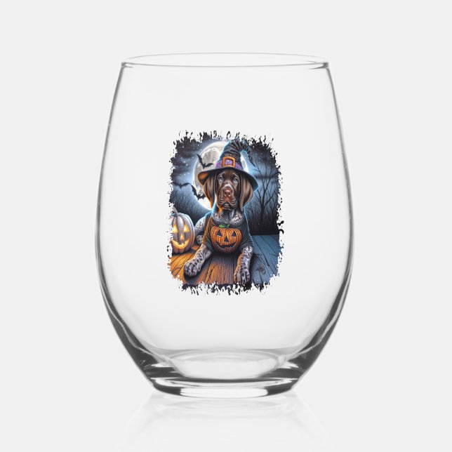 Pointer Dog Halloween Square Weinglas Ohne Stiel (Vorderseite)