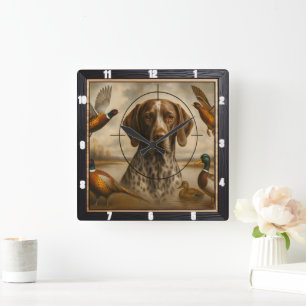 Pointer Dog Jagducken Fasane Quadratische Wanduhr