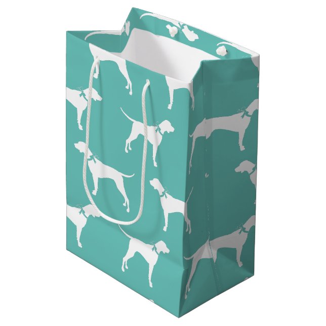 Pointer Dog Puppy English Setter Mittlere Geschenktüte (Vorderseite Schrägansicht)