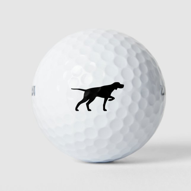 Pointer Dog Silhouette Golfbälle (Vorderseite)