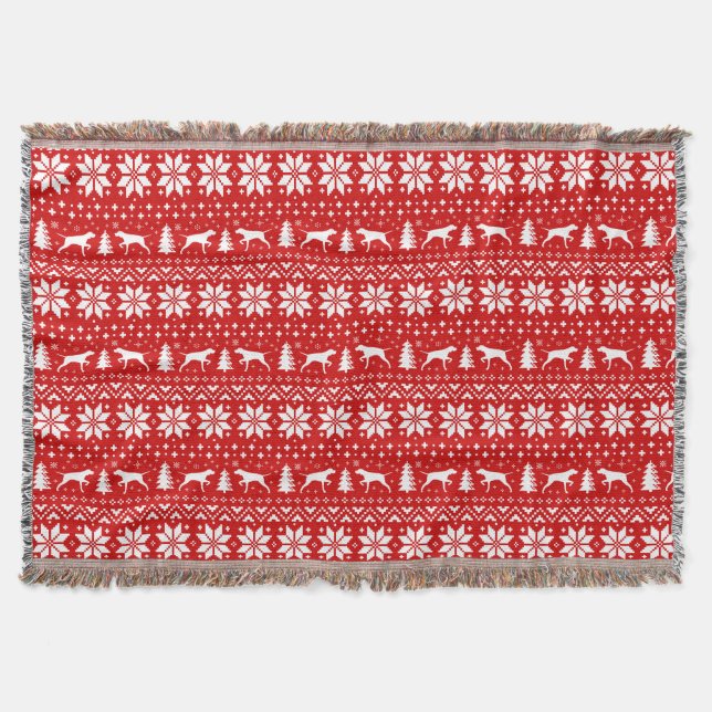 Pointer Dog Silhouetten Weihnachts-Muster Decke (Vorderseite)