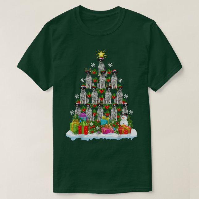 Pointer Dog Xmas Tree Lighting Santa Pointer Dog C T-Shirt (Design vorne)