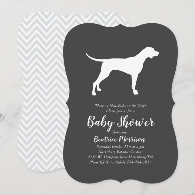 Pointer Hund Babydusche neutral Einladung (Vorne/Hinten)