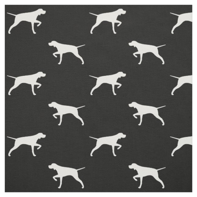 Pointer Hund Silhouetten Schwarz-Weiß Gemustert Stoff (Muster)
