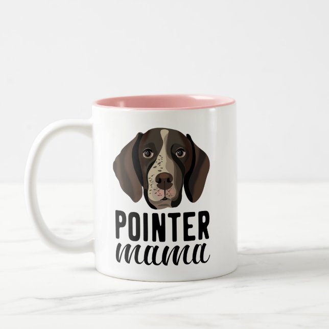Pointer Mama Hundemutter personalisiert mit Ihrem  Zweifarbige Tasse (Links)