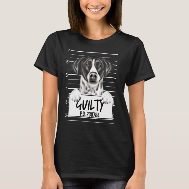 Pointer Mugshot Guilty Dog T-Shirt (Vorderseite)