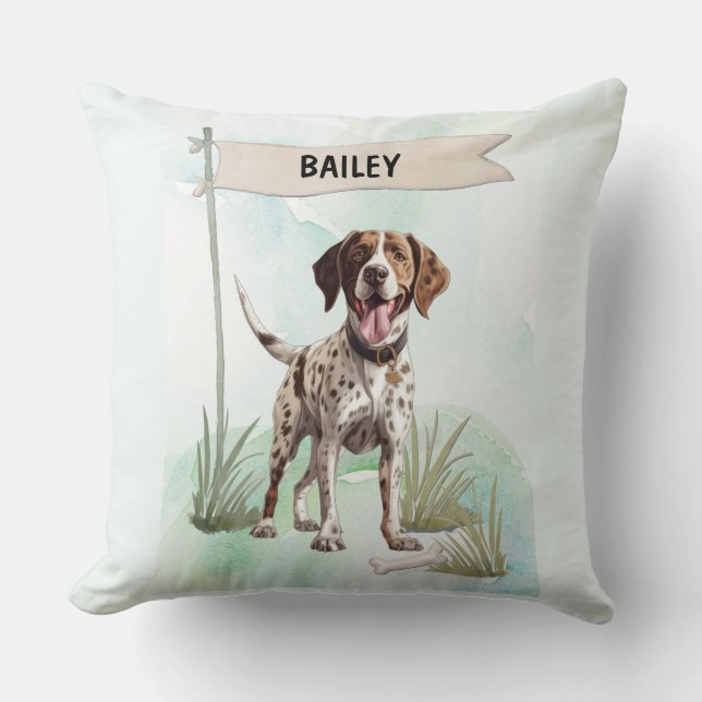 Pointer-Wasserfarbe Personalisierter Hund Kissen (Vorderseite)