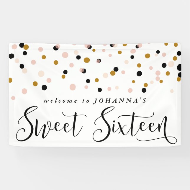 Pointeur Confetti moderne Sweet sixteen Bannière d (Horizontal)
