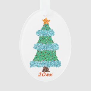 Pointillisme Arbre de Noël Année 20xx Ornements