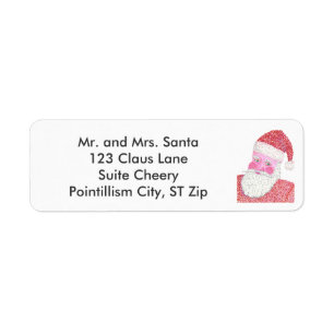 Pointillisme Jolly Père Noël Étiquette de adresse